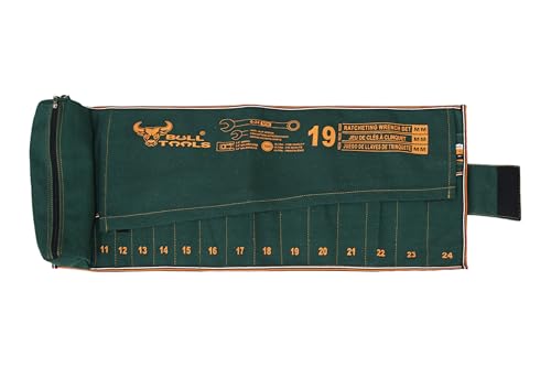 Image of Wrench Organizer Roll-Up Pouch, 19+1 Pockets, Metric, Recycled Canvas