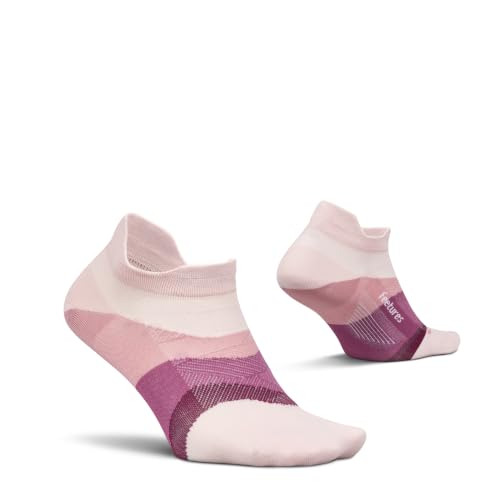 Image of Feetures Elite Ultra Light No Show Tab Ankle Socks - Sport Sock with Targeted Compression - Pink Salt, Small (1 Pair)