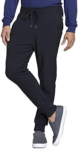 Jogger Scrubs for Men – 4-Way Stretch with Drawstring Elastic Waist, Cargo Pockets, Superior Performance & Comfort CK004A, M, Black