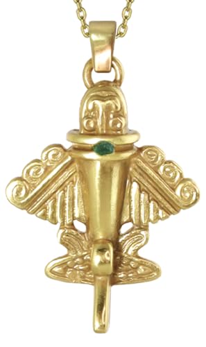 Image of Across The Puddle Colombian Emerald & Multi-Material Options | Quimbaya Flyer Pendant Necklace | Ancient Alien Golden Jets Collection