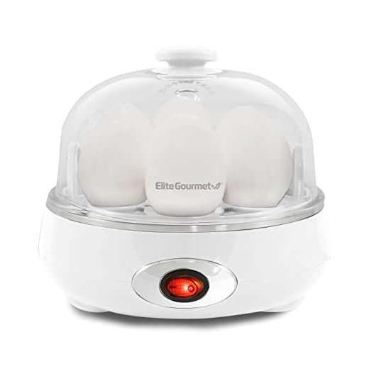 Elite Gourmet EGC322CW Easy Egg Cooker Electric 7-Egg Capacity, Soft, Medium, Hard-Boiled Egg Cooker with Auto Shut-Off, Measuring Cup Included, BPA Free, Classic White