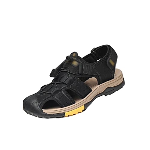 Men's Sandals Leather Shoes Slip-on Leisure Sandals Outdoor Beach Shoes Retro Men Footwear(43)2