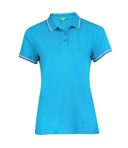Image of UNITED COLORS OF BENETTON Women's Cotton Lycra Half Sleeves Plain Stylish Regular Fit Polo T-Shirt with Coloured Collar Tipping