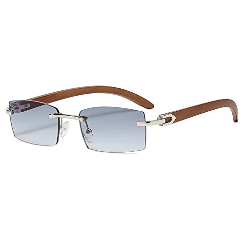 Rectangle Fashion Rimless Sunglasses for Women Men Gangster 90s Frameless Shades Retro Vintage Trendy Eyewear