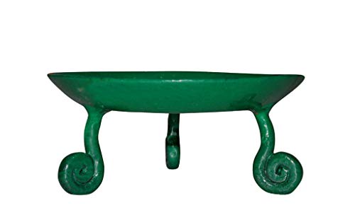 Lalhaveli Home Decorations Light Indian Decorative Iron Pillar Candle Stand, 4.5" Tall 2" Candle Plate Green Candle Holder #TOP1