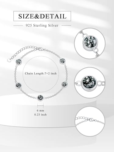 Image of Dorunmo Ankle Bracelet for Women 925 Sterling Silver Natural Stone Bracelet Anklet Summer Beach Jewelry Birthday Gifts for Mom