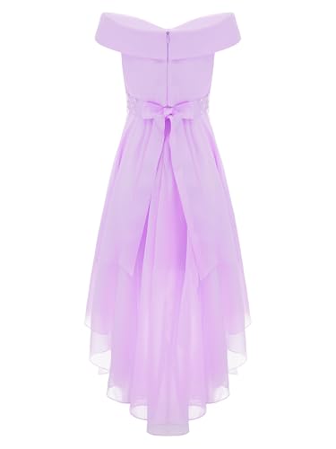 Kids Flower Girls Elegant Chiffon Off Shoulder Bridesmaid Wedding Dress Birthday Party A Line Evening Dress2
