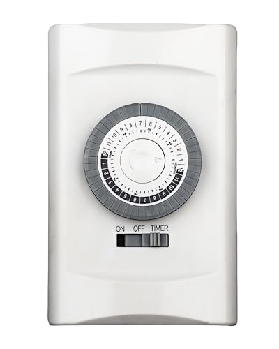 24-Hour in-Wall Mechanical Timer Light Switch,15A 30-Minute Intervals Wall Timer Switches,Light Timers for Lamps Indoor,Neutral Wire Required,Dial Timer for Lights,Fan,ETL Listed
