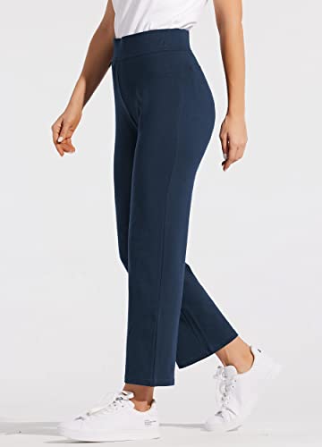 Willit Women's Cotton Sweatpants Exercise Athletic Pants Yoga Lounge Open Bottom Pants With Pockets 28" Navy Blue M #TOP1