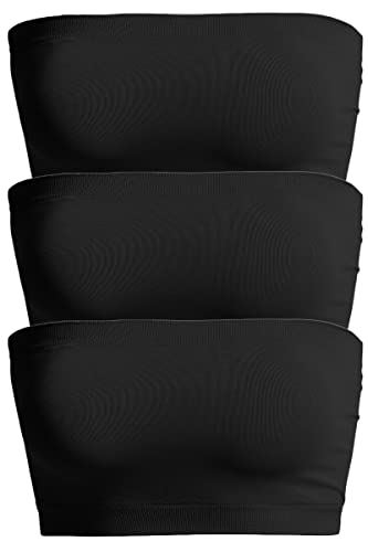 Image of TheMogan Women's Seamless Bandeau Bra Tube Top Strapless Nylon /Span Stretch Bralette