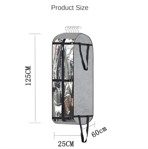 Garment Bag for Travel, 2pcs 50”Garment Bags Suit Bags For Hanging Clothes Closet Storage With 10”Gusseted Suit Luggage Bag (Color : Black, Size : 60 * 25 * 125cm)2
