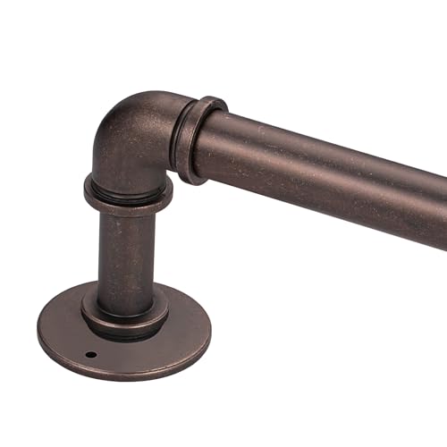 Industrial Pipe Curtain Rod 18 to 45 Inch,1 Inch Diameter Adjustable Wrap Around Curtain Rod,Metal Window Treatment Rods,Ideal as Your Kitchen,Bedroom
