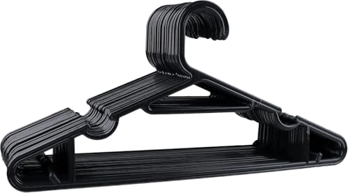 DIVCHI 25/50 Pack of Adult Plastic Coat Hangers with Suit Trouser Bar and Lips - Dimensions 39cm Wide and 18.5cm High (Set of 25)