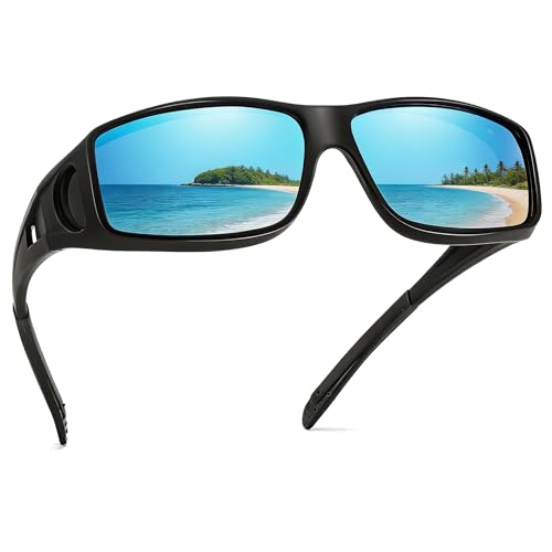 Image of TJUTR Polarized Fit Over Glasses Sunglasses for Men Women, Wrap Around UV400 Protection Sunglasses TS2611