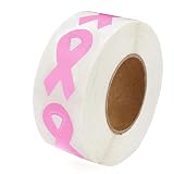 Small Dark Pink Ribbon Stickers - Pink Ribbon for Breast Cancer Awareness - Perfect for Event Decoration, Giveaways and Fundraising -(1 Roll -250 Stickers)