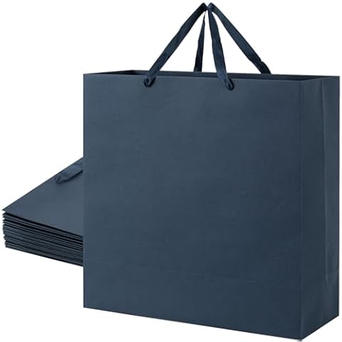 Sdootjewelry Navy Gift Bags Large, 17"x7"x17" Navy Blue Kraft Paper Gift Bags with Handles 6 Pack Heavy Duty Matte Tote Paper Bags, Shopping Bags, Kraft Bags, Party Bags, Retail Bags for Christmas Cover