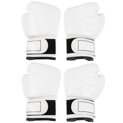 Moufles de boxe en PU blanc pour enfants set de 2 paires avec rembourrage en mousse