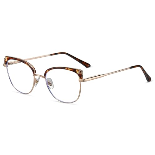 Genérico Gafas de Lectura para Mujer Montura TR90 Ligera bisagra de Resorte Bloqueo de luz Azul lectores de computadora,Leopardo,+2.25