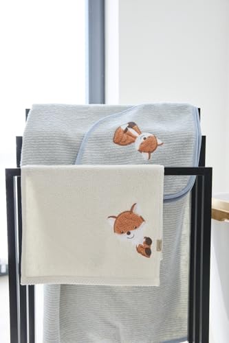 Sterntaler Kinderhandtuch 2er Pack Fuchs Filou - 50x30cm - Handtuch aus saugfähiger Baumwolle mit schönen Webkanten - Süße Applikationen für Babys und Kleinkinder, graublau