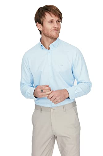 NUÑEZ DE ARENAS Camisa Lisa Vestir - Camisas de Vestir Formales - 70% Algodón 30% Polyester - Slim 3/M Cover
