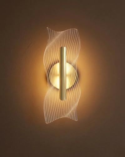 Image of Spiral Pattern 3-in-1 LED Wall Light Decorative Lamp with Golden Center Artistic Accent Lighting for Living Room Bedroom Hallway & Home Decor (Wave Wall Light, Pack of 1)