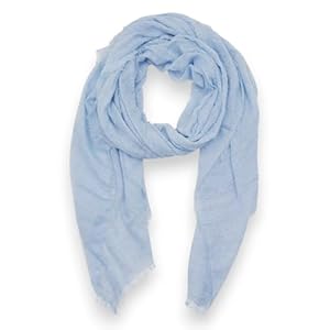 Ziona Leichter Damen-Schal aus Viskose – Crinkle Tuch mit Fransen – dünne Stola für Frühling, Sommer & Herbst (180×90 cm) (Blau)