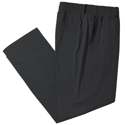 LETAOTAO Mens Big and Tall Full Elastic Waist Pants Stretch Slacks with Zipper Fly and Pockets