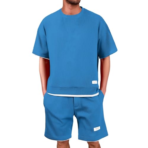 Generisch 2026 Verano Hombres Sueltos Manga Corta Casual Manga Corta Conjunto De Pantalones Cortos Deportivos De Dos Piezas, Bu2., 5XL