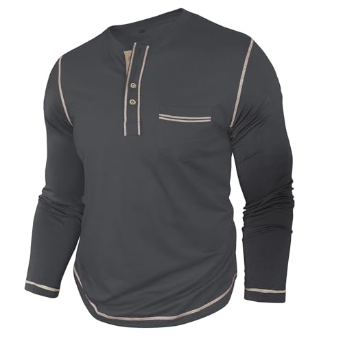 Mens Long Sleeve Henley Shirts Casual Button T-Shirt Stylish Pullover Tee Shirt with Pocket4