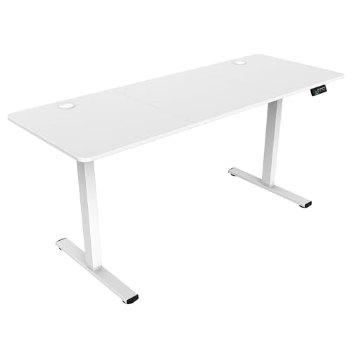 Mars Gaming MGD-ERGOPRO160, Mesa Elevable Eléctrica 73-118cm, Superficie Extragrande 160cm, Perfiles de Altura Personalizados, Sistema Anticolisión, Bloqueo de Seguridad, Fibra Carbono y Acero, Blanco
