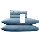Briarwood Home® Heather Knit Jersey Sheet Set – 100% Organic Cotton, Deep Pockets, Non-Pilling, Cooling, Breathable, Super Soft & Stretchy T-Shirt Comfort (Pisces Blue, King)