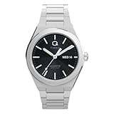 Timex Q Continental Day and Date TW2Y25000 - Orologio al quarzo da uomo, 39 mm, con cinturino in acciaio inox e quadrante nero