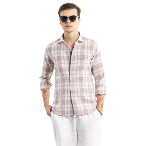 Image of SNITCH Lavender Checks 100%-Cotton Shirt