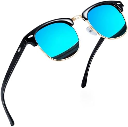 Joopin Semi-Rimless Polarised Sunglasses Man - UV400 Protection Retro Half Frame Sunglasses Unisex Polarized Mens Womens Sunglasses