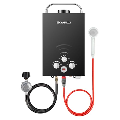 CAMPLUX Portable Tankless Water Heater 1.58 GPM, BW158B Outdoor Propane Water Heater Camping, 41,000 BTU, Black CAMPLUX Portable Tankless Water Heater 1.58 GPM, BW158B Outdoor Propane Water Heater Camping, 41,000 BTU, Black