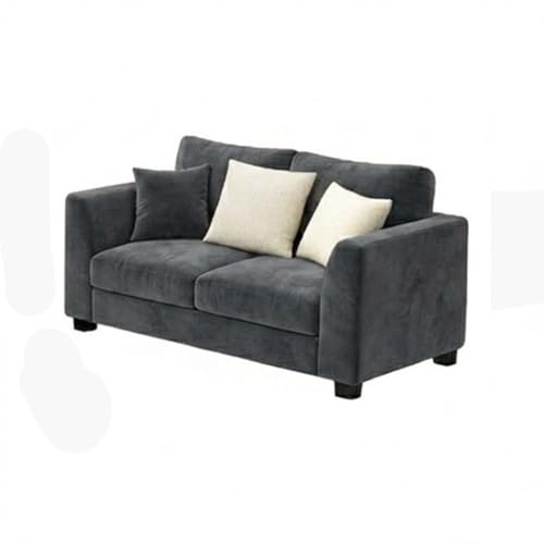 Image of SOCOZI Trevano 5 Seater Sofa Set with Ottoman (3 Seater + 2 Seater + Ottoman) | Soft Velvet Suede Fabric | Plush Comfort Cushions for Living Room (Cream-Dark Gray)