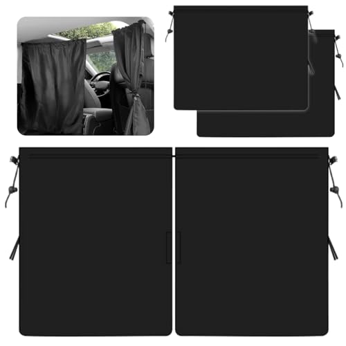 Letics 車 カーテン 遮光 間仕切り 車中泊 目隠し シェード 仮眠 前後間仕切り2枚と後部座席カーテン2枚 4枚セット