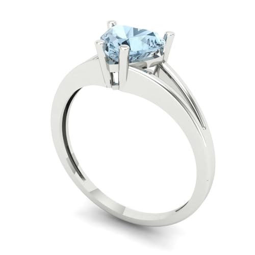 1.0 ct Heart Cut Natural Aquamarine 14k Yellow Gold Solitaire Wedding Engagement Bridal Promise Ring2