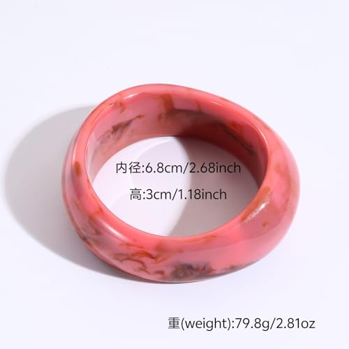 Image of Colorful Resin Bangle Bracelet For Women Irregular Wide Chunky Geometric Bracelet Fashion Charm Accessories Jewelry Birthday Holiday Gifts