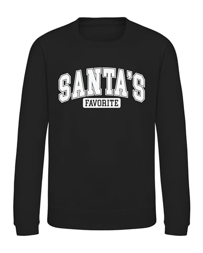 Hoolaroo Suéter navideño favorito de Papá Noel, sudadera de Navidad para hombres, mujeres y niños, Negro, S