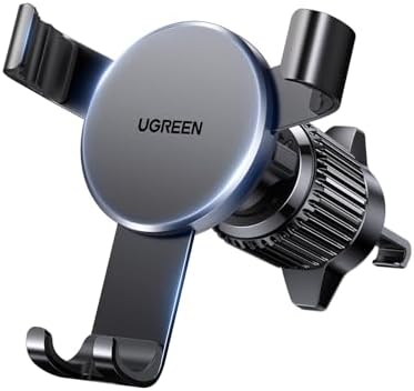 UGREEN Handyhalterung Auto Upgrade Bombenfest Lüftungshaken (Schwarz) | Verbesserter Lüftungshaken, Automatische Schwerkraftmechanik, Mattierte Alu-Legierung, Winkelverstellbar, Ei