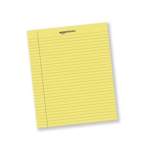 Image of AmazonBasics Wide Ruled 10.5x8.5 - Inch 50-Sheet Lined Writing Note Pad, Blue | Pink | Yellow - Pack of 12