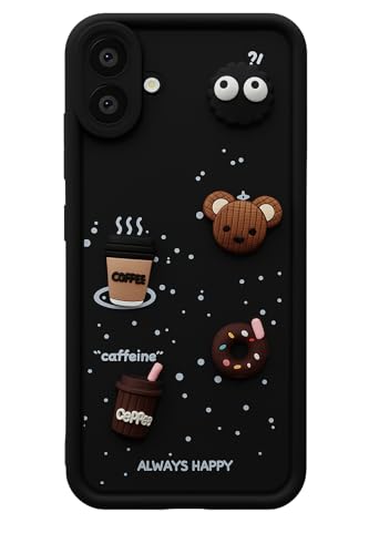 Image of Bintage CASE Cute Fun Taddy| 3D Ball Bear| Donut| Coffee Rubber Case Full Body & Camera Protection Back Cover Compatible for Samsung Galaxy F70e 5G - Black