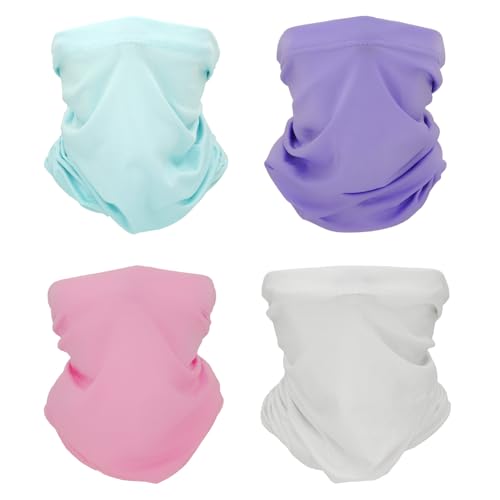 SMEHCF 4 Rafraîchissants Cache-cou Polyvalents Bandanas pour Femmes Hommes Bandeau Cagoule Cheveux Foulard Demi Masque Blanc Violet Clair Rose Bleu Ciel