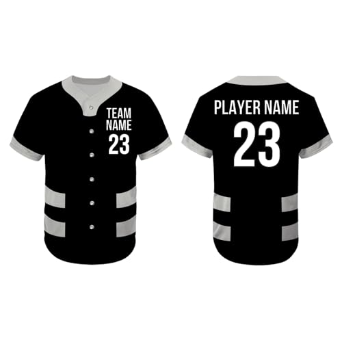 SGS SPORTS GEAR SWAG Custom Baseball Jersey, Personalized Short Sleeve & Sleeveless Jerseys with Name/Number, Uniform Set for Men, Women, Youth, and Kids, Black - Gray