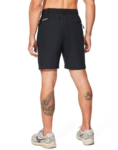 FUWODE Short cargo masculino de caminhada com 5 bolsos com zíper, leve, multibolsos, 9 entrepernas,