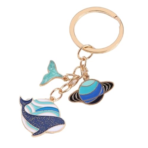 Porte-clés baleine planète tendance pour clé de voiture et sac