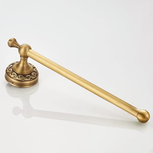 Image of Wall Mounted Bathroom Towel Holder, Bath Towel Hanger Antique Brass Pattern Carving,Brushed Bronze