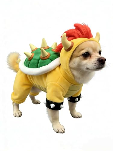 Suspenders Dog Costume Sets Super TN Brothers Pet Cosplay Halloween Outfit with Hat (Yellow Medium)