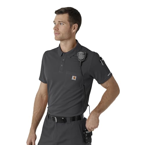 Carhartt Rugged RSCU Mens Lightweight Short Sleeve Polo Scrub Top, Pewter - image 5